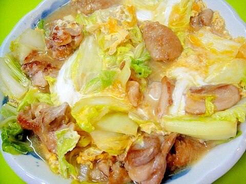 白菜と鶏もも肉の卵とじ